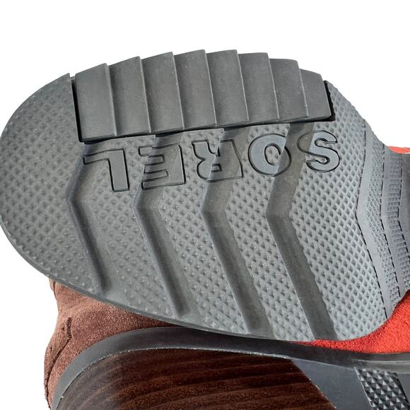 Sorel Cate Booties Suede Leather Carnelian Red Size 6 Waterproof Two-Tone Casual - Picture 13 of 13